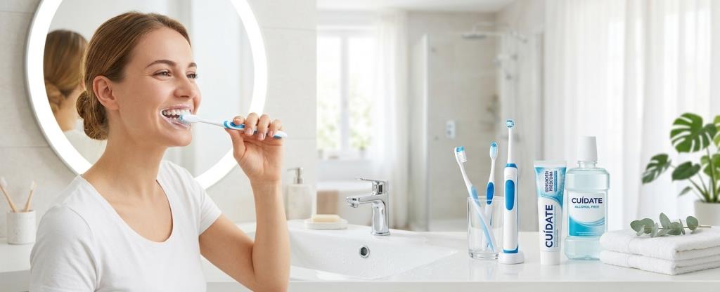 Cepillarse los dientes y enjuage bucal